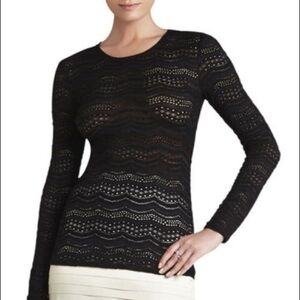 Bcbgmaxazria Black lace knit long sleeve shirt size small